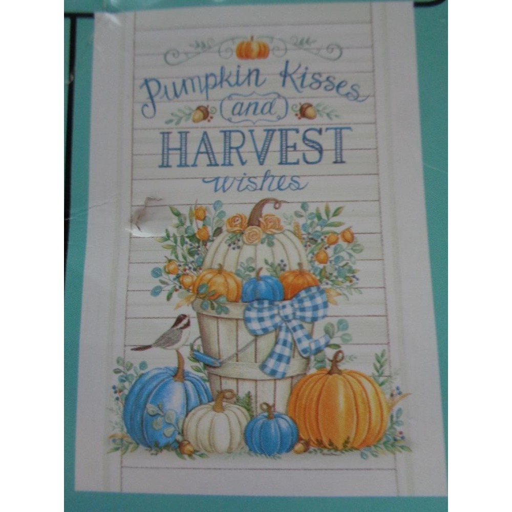Small Yard Flag Garden Pumpkin Kisses & Harvest Wishes  12x18